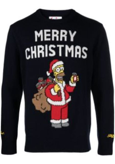 Maglione blu navy in lana e cashmere Merry Christmas MC2 | HERON-MERRY HOMER61